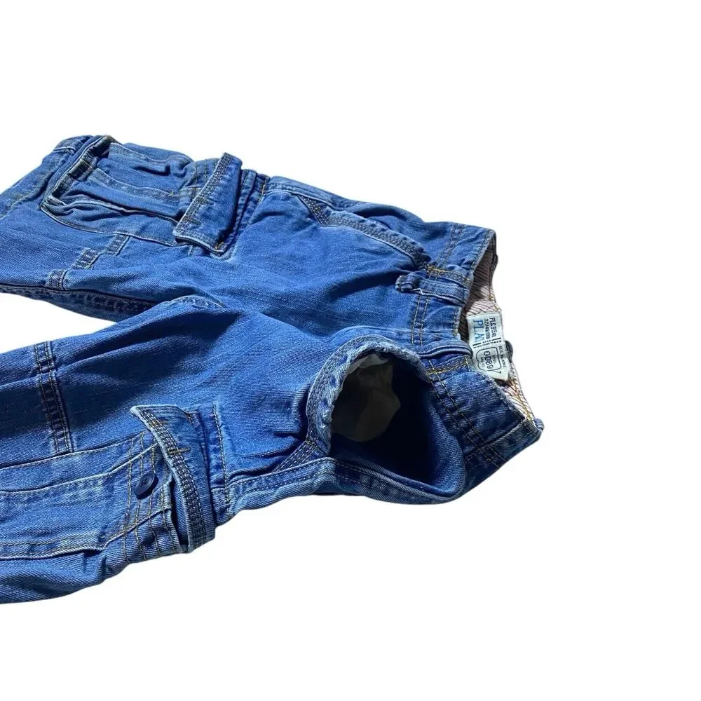Vintage 90s Jean Cargo Shorts Boys Size 7/ 22'' Waist Blue Baggy Skater Hip Hop